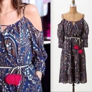 NWOT Anthropology Vanessa Virginia Cold Shoulder Cotton Convivial Midi Dress